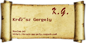 Krósz Gergely névjegykártya